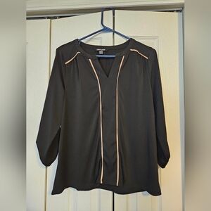 Black Blouse with Tan Accents